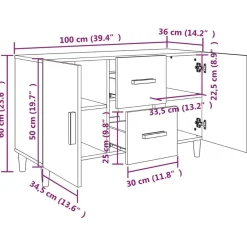 vidaXL Armarios Y Almacenamiento-Aparador de madera de ingeniería 100x36x60 cm