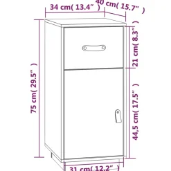 vidaXL Armarios Y Almacenamiento-Aparador de madera maciza de pino 34x40x75 cm