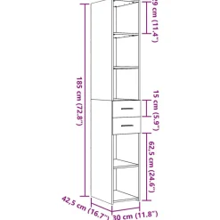vidaXL Aparador de madera de ingeniería 30x42,5x185 cm Roble Sonoma Discount
