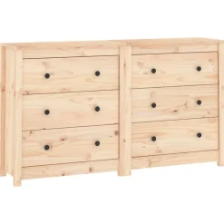 vidaXL Armarios Y Almacenamiento-Aparador de madera maciza de pino 140x35x80 cm