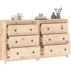 vidaXL Armarios Y Almacenamiento-Aparador de madera maciza de pino 140x35x80 cm