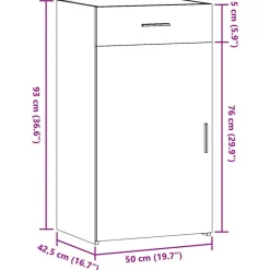 vidaXL Aparador de madera de ingeniería 50x42,5x93 cm Roble ahumado New