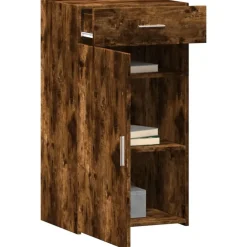 vidaXL Aparador de madera de ingeniería 50x42,5x93 cm Roble ahumado New