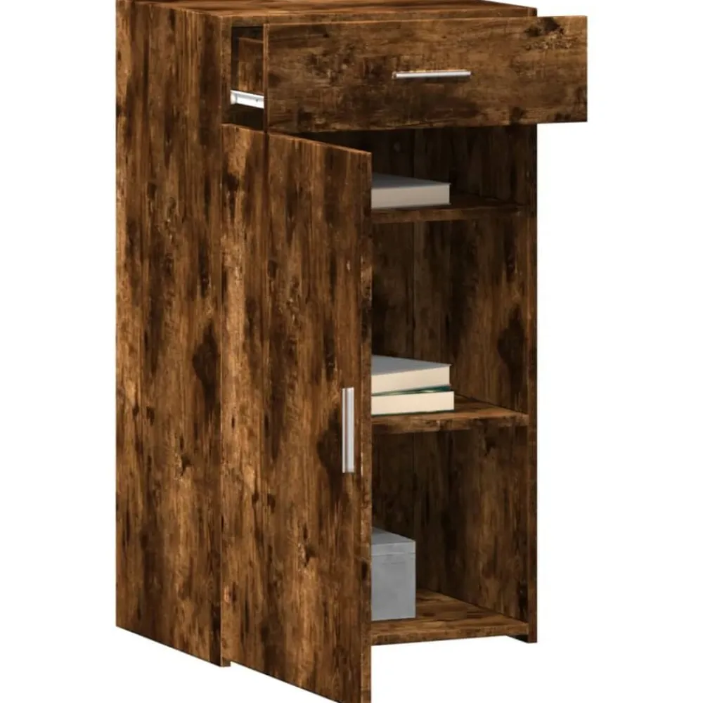 vidaXL Aparador de madera de ingeniería 50x42,5x93 cm Roble ahumado New