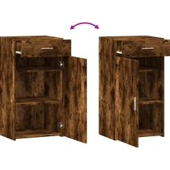 vidaXL Aparador de madera de ingeniería 50x42,5x93 cm Roble ahumado New