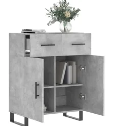 vidaXL Armarios Y Almacenamiento-Aparador de madera de ingeniería gris hormigón 69,5x34x90 cm