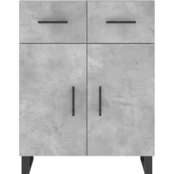 vidaXL Armarios Y Almacenamiento-Aparador de madera de ingeniería gris hormigón 69,5x34x90 cm