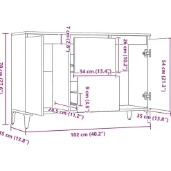 vidaXL Armarios Y Almacenamiento-Aparador de madera contrachapada 102x35x70 cm
