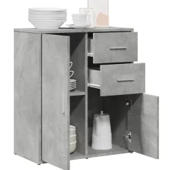 vidaXL Aparador de madera de ingeniería gris hormigón 60x31x70 cm Gris hormig&oacute;n New