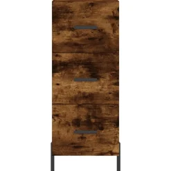 vidaXL Aparador de madera contrachapada 34,5x34x180 cm Roble ahumado