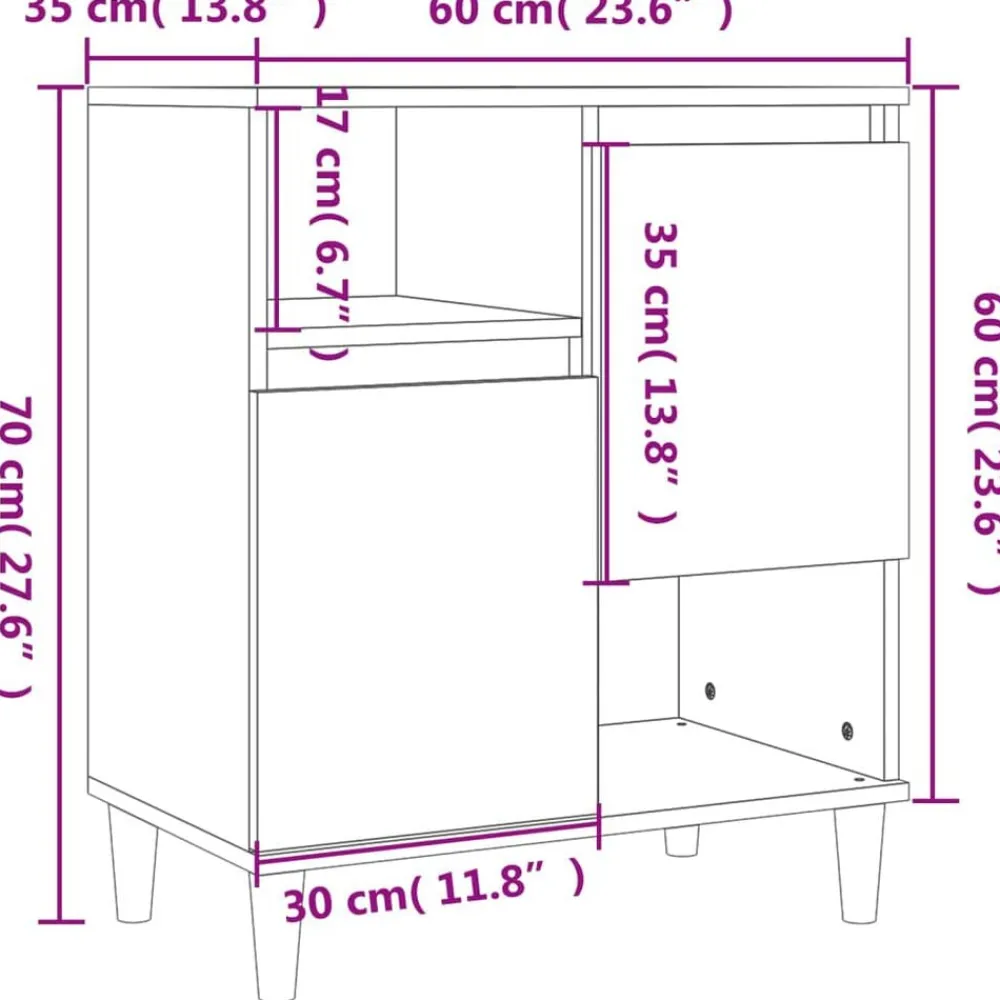 vidaXL Aparador de madera contrachapada gris hormigón 60x35x70 cm Gris hormigón Sale