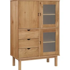 vidaXL Armarios Y Almacenamiento-Aparador de madera maciza de pino 85x43x125 cm