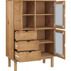 vidaXL Armarios Y Almacenamiento-Aparador de madera maciza de pino 85x43x125 cm