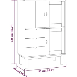 vidaXL Armarios Y Almacenamiento-Aparador de madera maciza de pino 85x43x125 cm