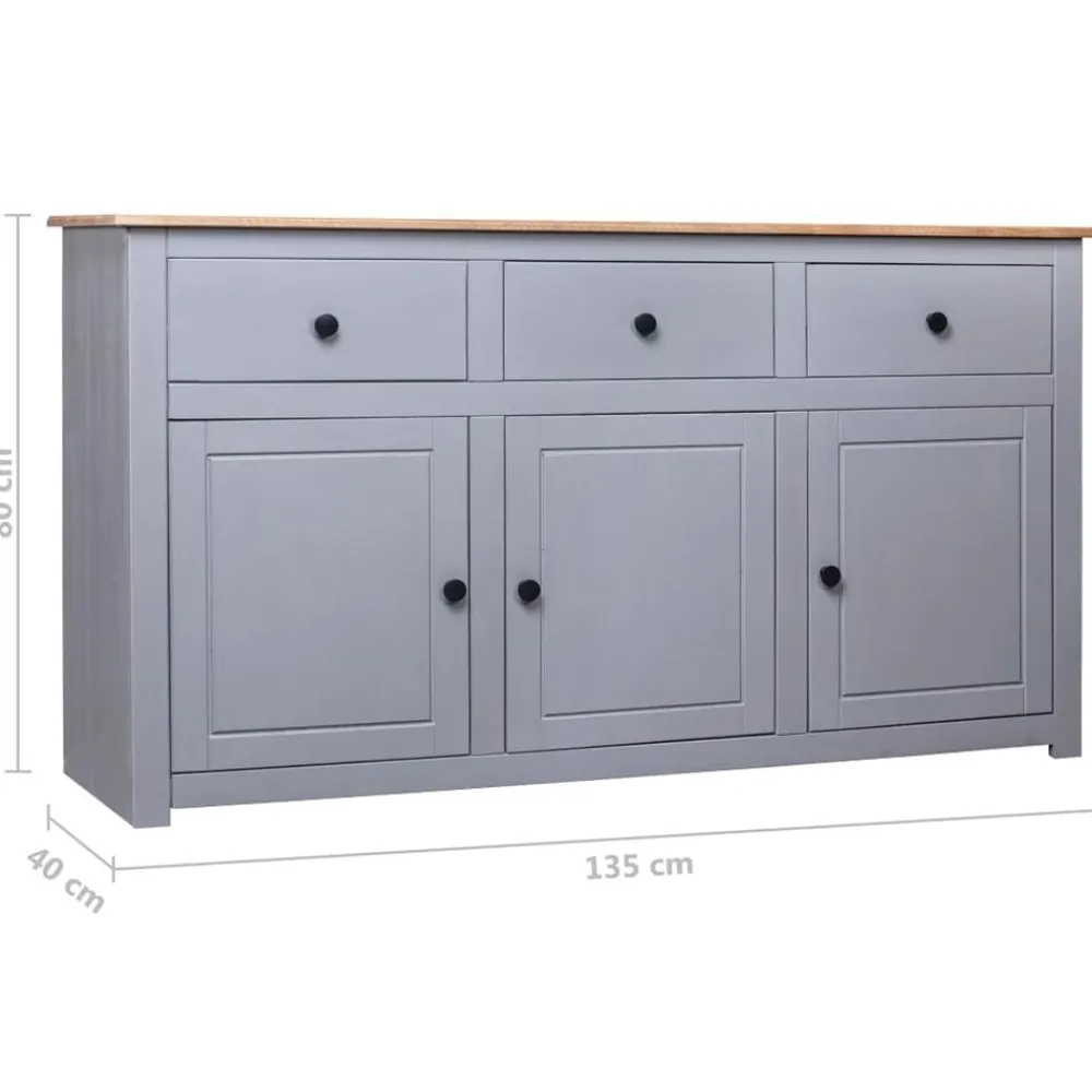 vidaXL Armarios Y Almacenamiento-Aparador de madera maciza pino estilo Panamá 135x40x80 cm