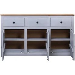 vidaXL Armarios Y Almacenamiento-Aparador de madera maciza pino estilo Panamá 135x40x80 cm