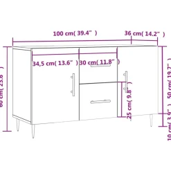 vidaXL Armarios Y Almacenamiento-Aparador de madera de ingeniería 100x36x60 cm