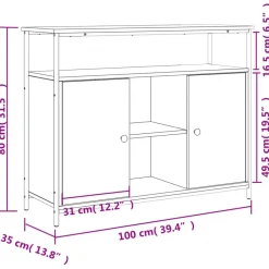 vidaXL Armarios Y Almacenamiento-Aparador de madera de ingeniería 100x35x80 cm