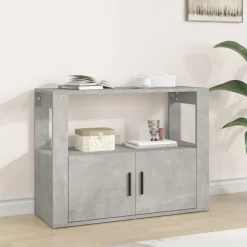 vidaXL Aparador de madera contrachapada gris hormigón 80x30x60 cm Gris hormig&oacute;n Outlet
