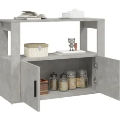 vidaXL Aparador de madera contrachapada gris hormigón 80x30x60 cm Gris hormigón Outlet