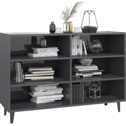vidaXL Aparador de madera contrachapada 103,5x35x70 cm gris brillante Discount