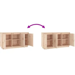 vidaXL Aparador de madera maciza de pino 111x34x60 cm Natural Online