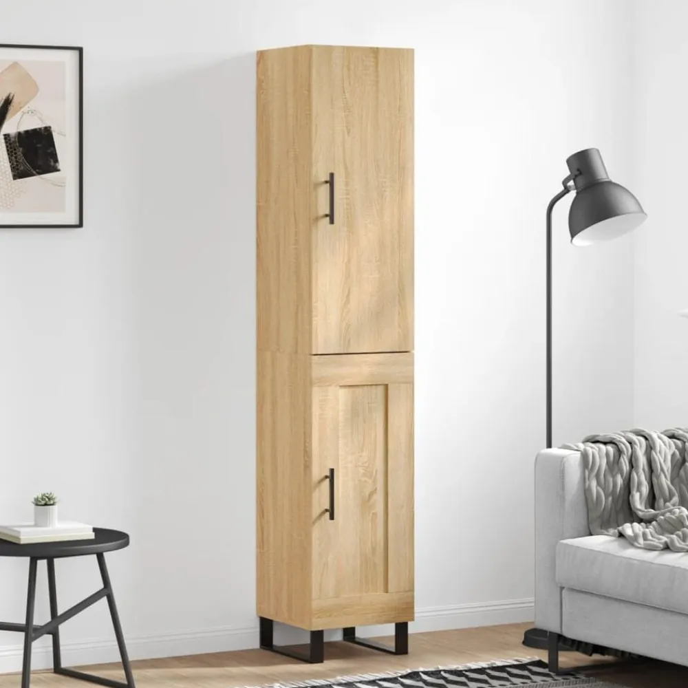 vidaXL Aparador de madera contrachapada 34,5x34x180 cm Roble Sonoma New