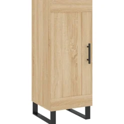 vidaXL Aparador de madera contrachapada 34,5x34x180 cm Roble Sonoma New