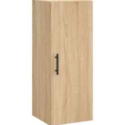 vidaXL Aparador de madera contrachapada 34,5x34x180 cm Roble Sonoma New