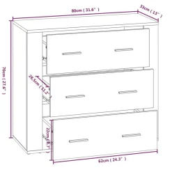 vidaXL Aparador de madera contrachapada 80x33x70 cm Blanco Best