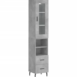 vidaXL Armarios Y Almacenamiento-Aparador de madera contrachapada gris hormigón 34,5x34x180 cm