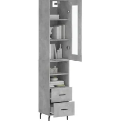 vidaXL Armarios Y Almacenamiento-Aparador de madera contrachapada gris hormigón 34,5x34x180 cm