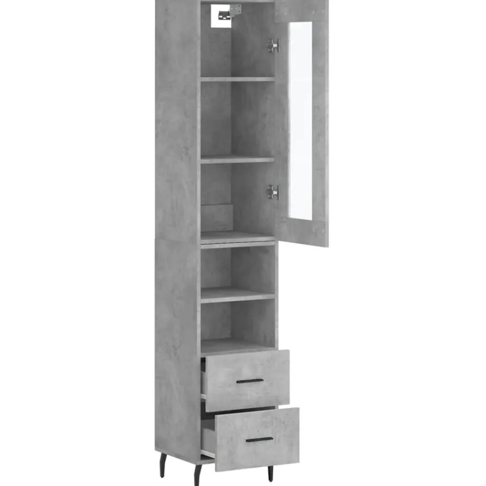 vidaXL Armarios Y Almacenamiento-Aparador de madera contrachapada gris hormigón 34,5x34x180 cm