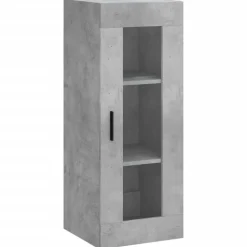 vidaXL Armarios Y Almacenamiento-Aparador de madera contrachapada gris hormigón 34,5x34x180 cm