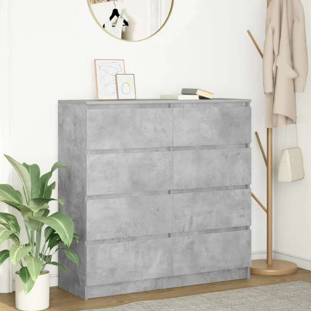vidaXL Armarios Y Almacenamiento-Aparador de madera de ingeniería gris hormigón 100x35x99 cm