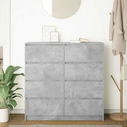 vidaXL Armarios Y Almacenamiento-Aparador de madera de ingeniería gris hormigón 100x35x99 cm