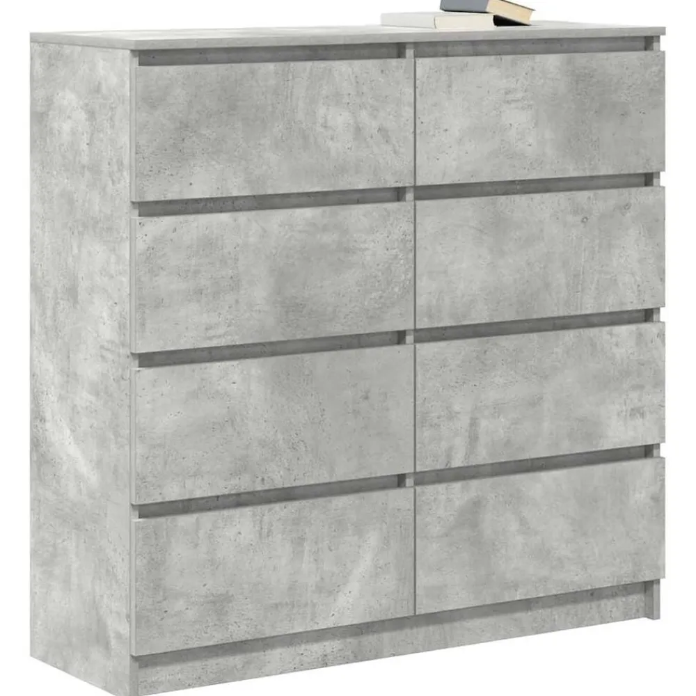 vidaXL Armarios Y Almacenamiento-Aparador de madera de ingeniería gris hormigón 100x35x99 cm