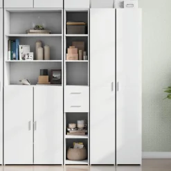 vidaXL Aparador de madera de ingeniería 30x42,5x185 cm Blanco Sale