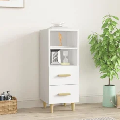 vidaXL Aparador de madera contrachapada 34,5x34x90 cm Blanco New