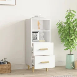 vidaXL Aparador de madera contrachapada 34,5x34x90 cm Blanco New