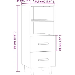 vidaXL Aparador de madera contrachapada 34,5x34x90 cm Blanco New