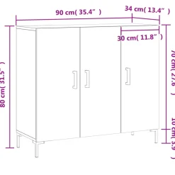 vidaXL Armarios Y Almacenamiento-Aparador de madera de ingeniería 90x34x80 cm