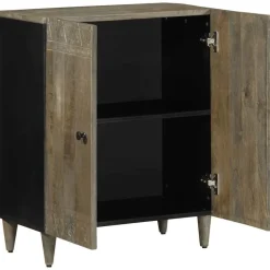 vidaXL Armarios Y Almacenamiento-Aparador de madera maciza de mango gris claro 60x33,5x75 cm