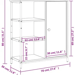 vidaXL Aparador de madera de ingeniería 70x30x80 cm Gris sonoma Sale