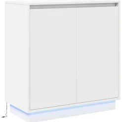 vidaXL Aparador LED con estante 71 x 34,5 x 75 cm Madera de ingeniería White New