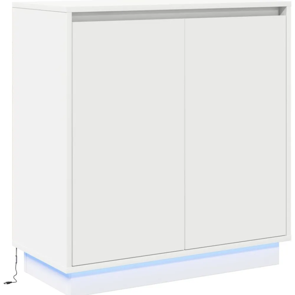 vidaXL Aparador LED con estante 71 x 34,5 x 75 cm Madera de ingeniería White New