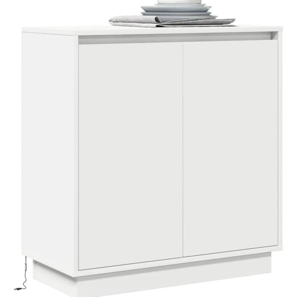 vidaXL Aparador LED con estante 71 x 34,5 x 75 cm Madera de ingeniería White New