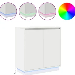 vidaXL Aparador LED con estante 71 x 34,5 x 75 cm Madera de ingeniería White New
