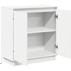 vidaXL Aparador LED con estante 71 x 34,5 x 75 cm Madera de ingeniería White New