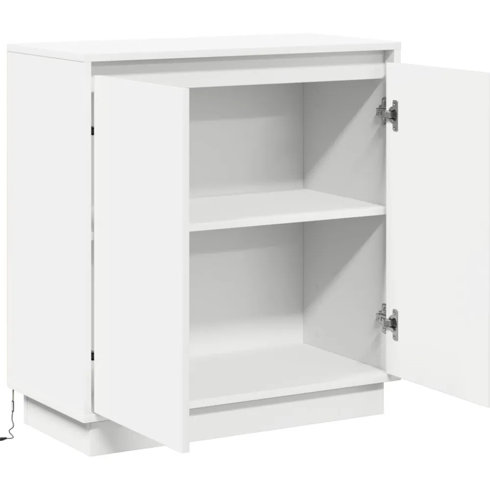 vidaXL Aparador LED con estante 71 x 34,5 x 75 cm Madera de ingeniería White New